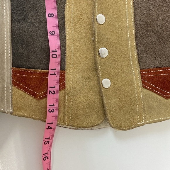 Vintage Suede Patchwork Vest Shearling Boys/Girls 8 - Picture 9 of 12